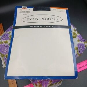 Evan-Picone 187 Pantyhose Light Control Inv Reinf Toe VTG Hosiery Navy Sz Long